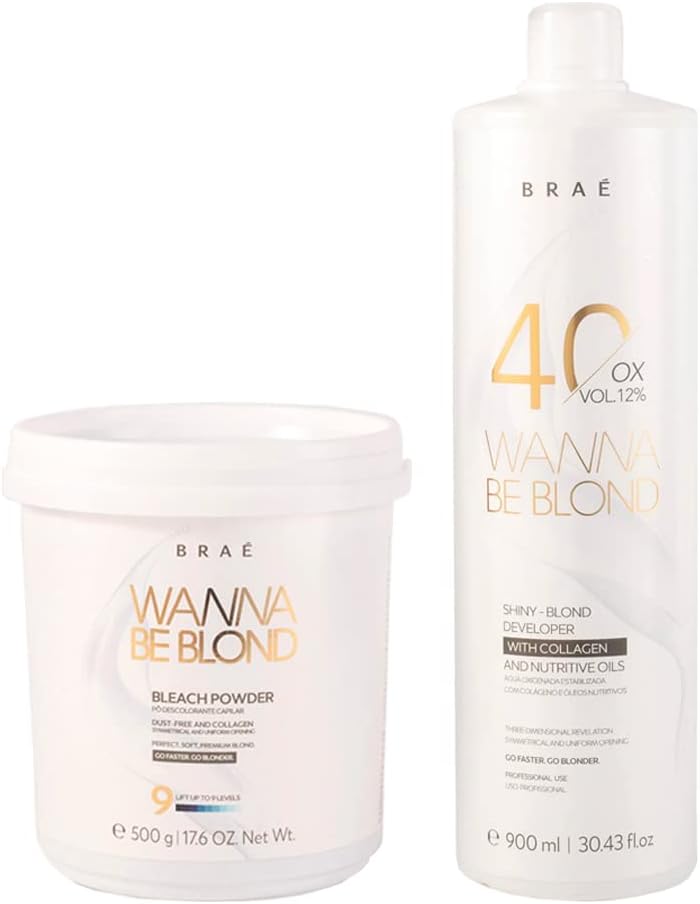 Brae Wanna Be Blond Bleach Powder 500g/17.6 oz and OX Vol 900ml/30.43 fl.oz.