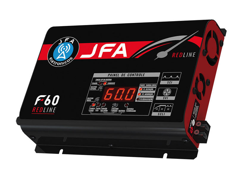 Automotive Charger Source JFA Redline F60 Sci 60A 900W 12.6V to 14.4V Bivolt with Multimeter