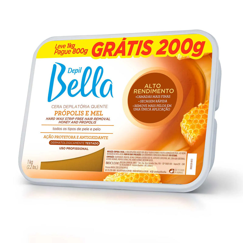3 Hot Wax Bar Propolis and Honey High Performance Depil Bella 800g and Get 200 - 1Kg/2.2 lbs