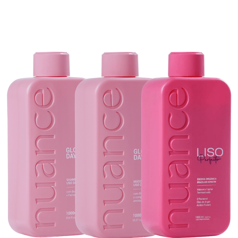 Nuance Professional - Perfect Smooth Organic Brush + Glow Day Shampoo 1l + Glow Day Mask 1l Nuance