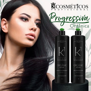 K1 Cosmetics kit Organic Repair Progressive Brush Without Formaldehyde Anti-residue Shampoo and Volume Reducer 2x1000ml/33.8 fl.oz